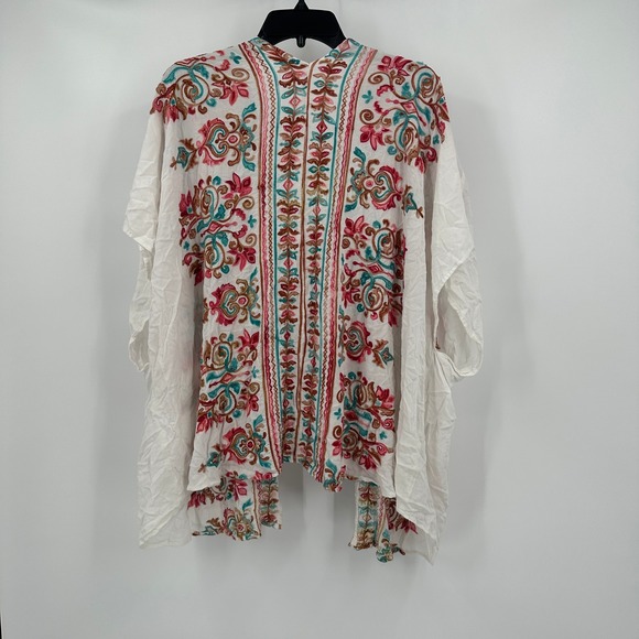 Womens Boho Embroidered Open Front Kimono OS Cardigan Floral Artisanal Statement - Picture 2 of 5